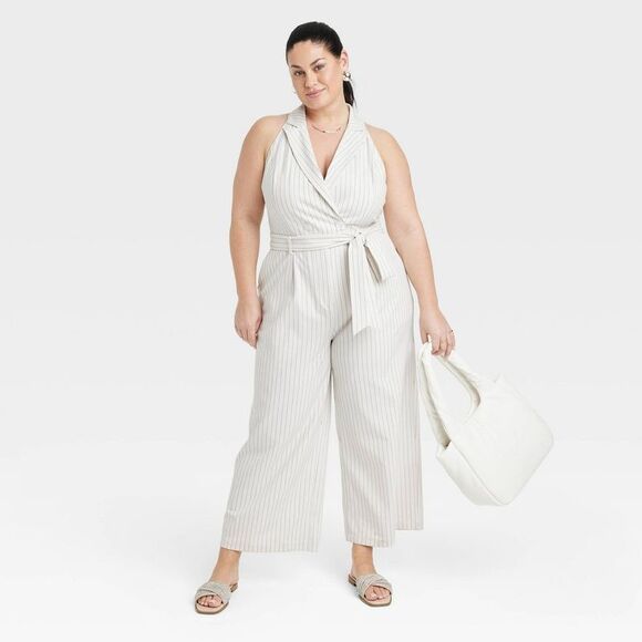 A New Day -  Women's Wide Leg Sleeveless Jumpsuit Ful Cream - Picture 3 of 3